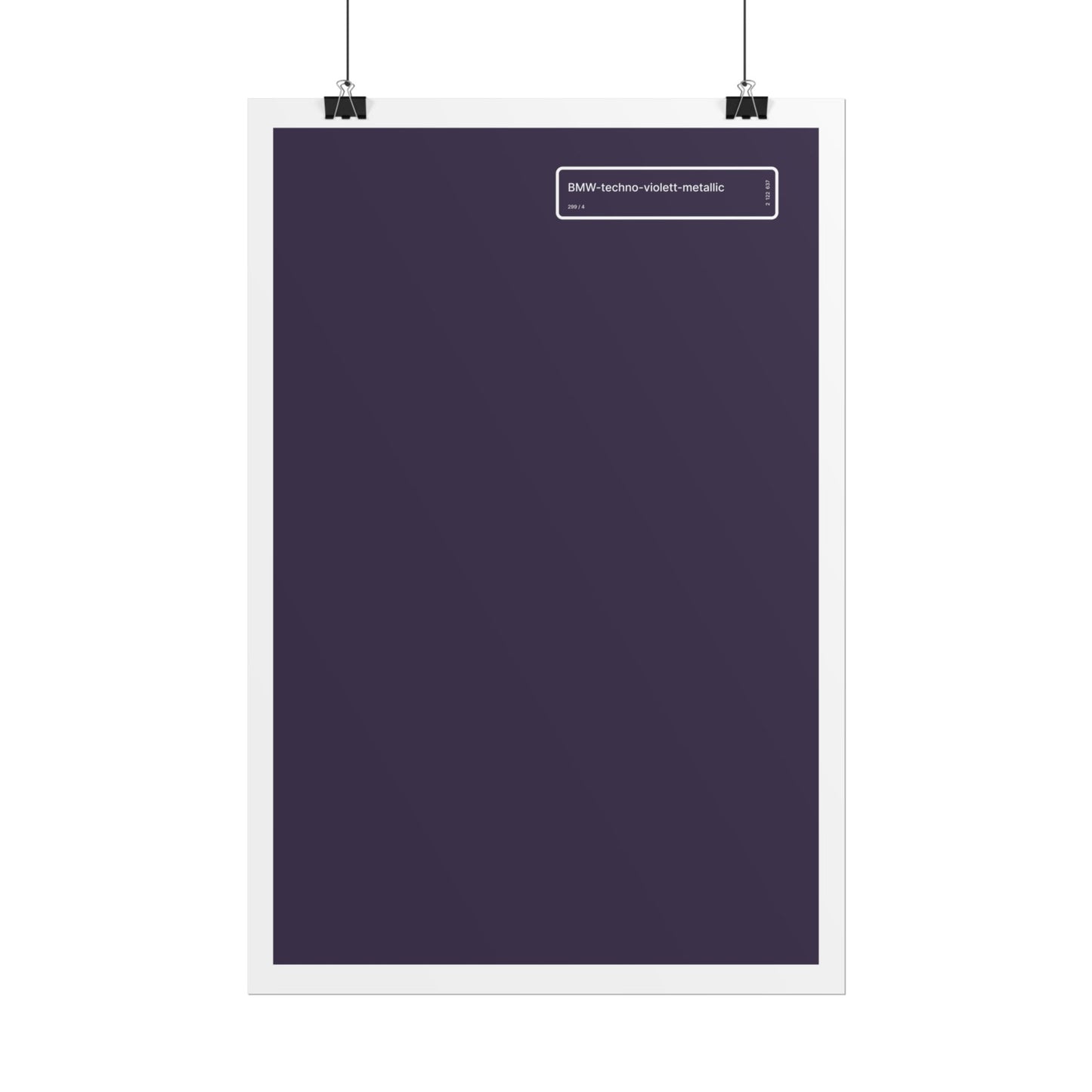 BMW Technoviolet Paint Code Poster /// BMW-techno-violett-metallic (299-4) /// Minimalist Wall Art for Car Enthusiasts