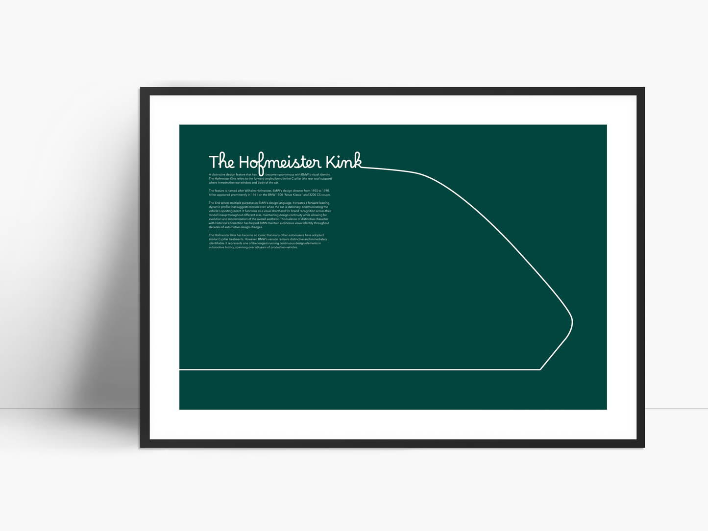 BMW Hofmeister Kink Design Poster /// Vintage Green /// 36"x24" Premium Matte Print