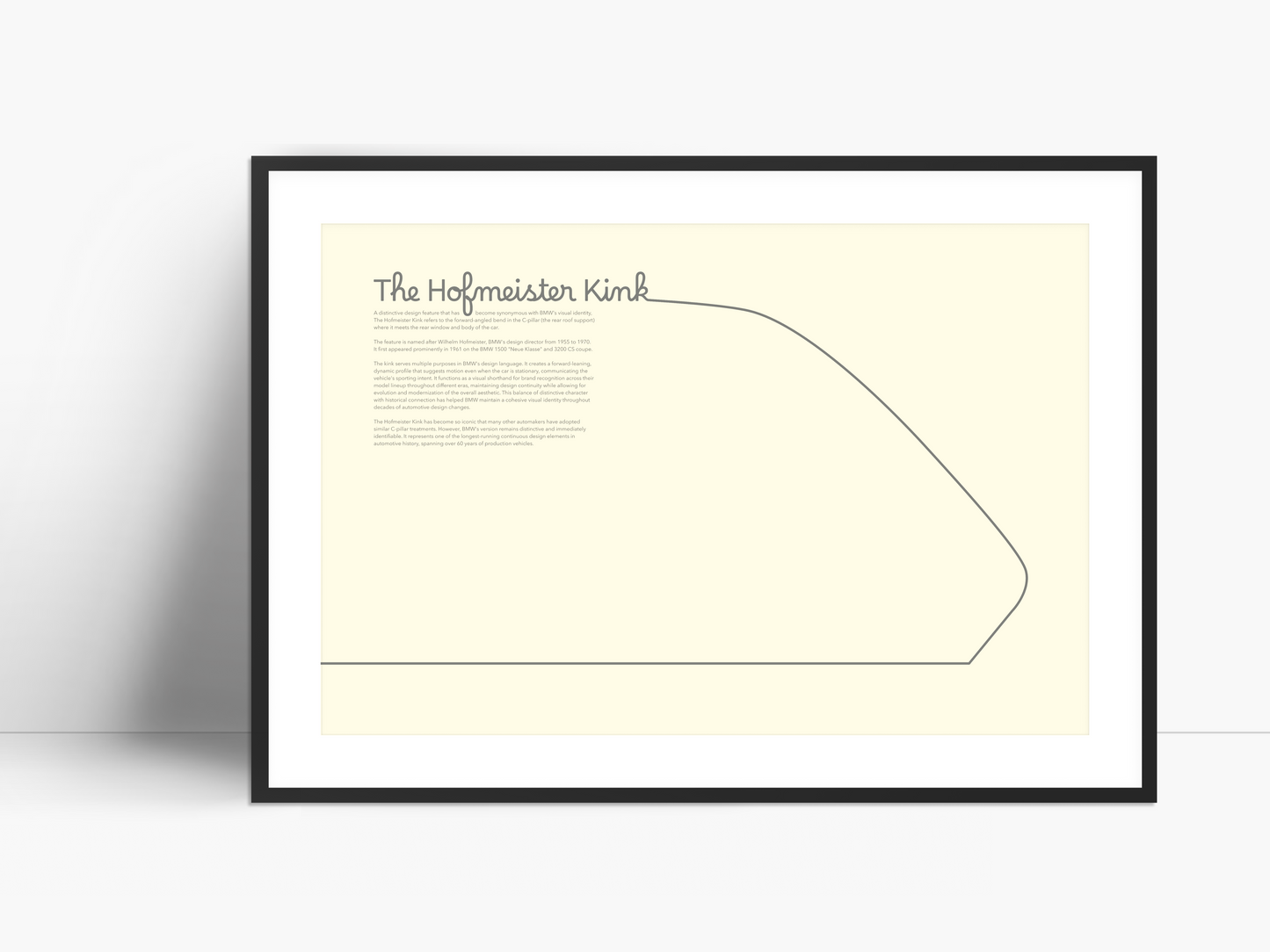 BMW Hofmeister Kink Design Poster /// Vintage White /// 24"x36" Premium Matte Print