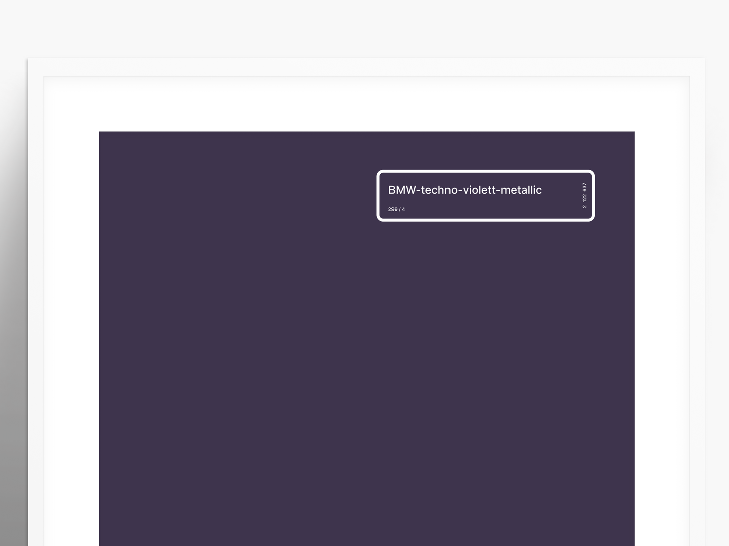 BMW Technoviolet Paint Code Poster /// BMW-techno-violett-metallic (299-4) /// Minimalist Wall Art for Car Enthusiasts