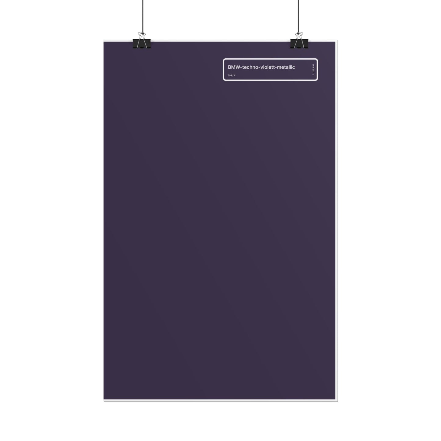 BMW Technoviolet Paint Code Poster /// BMW-techno-violett-metallic (299-4) /// Minimalist Wall Art for Car Enthusiasts