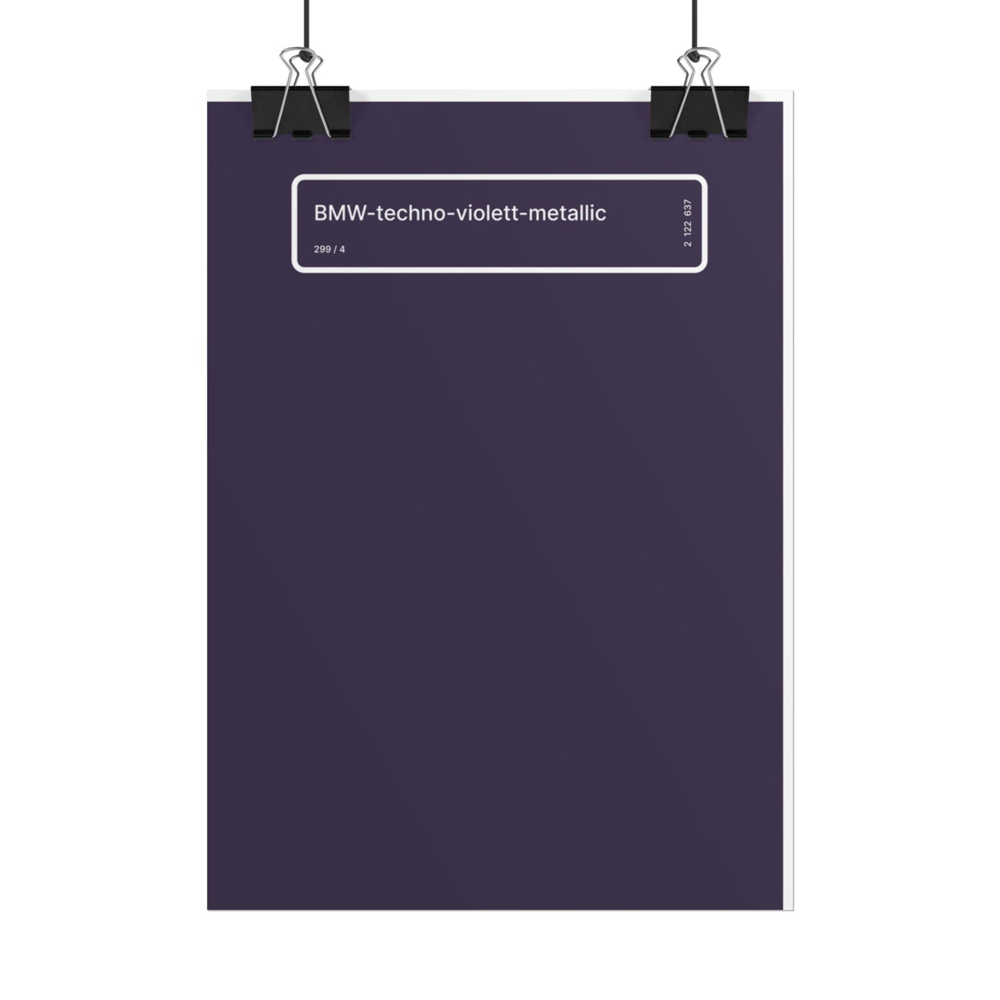 BMW Technoviolet Paint Code Poster /// BMW-techno-violett-metallic (299-4) /// Minimalist Wall Art for Car Enthusiasts