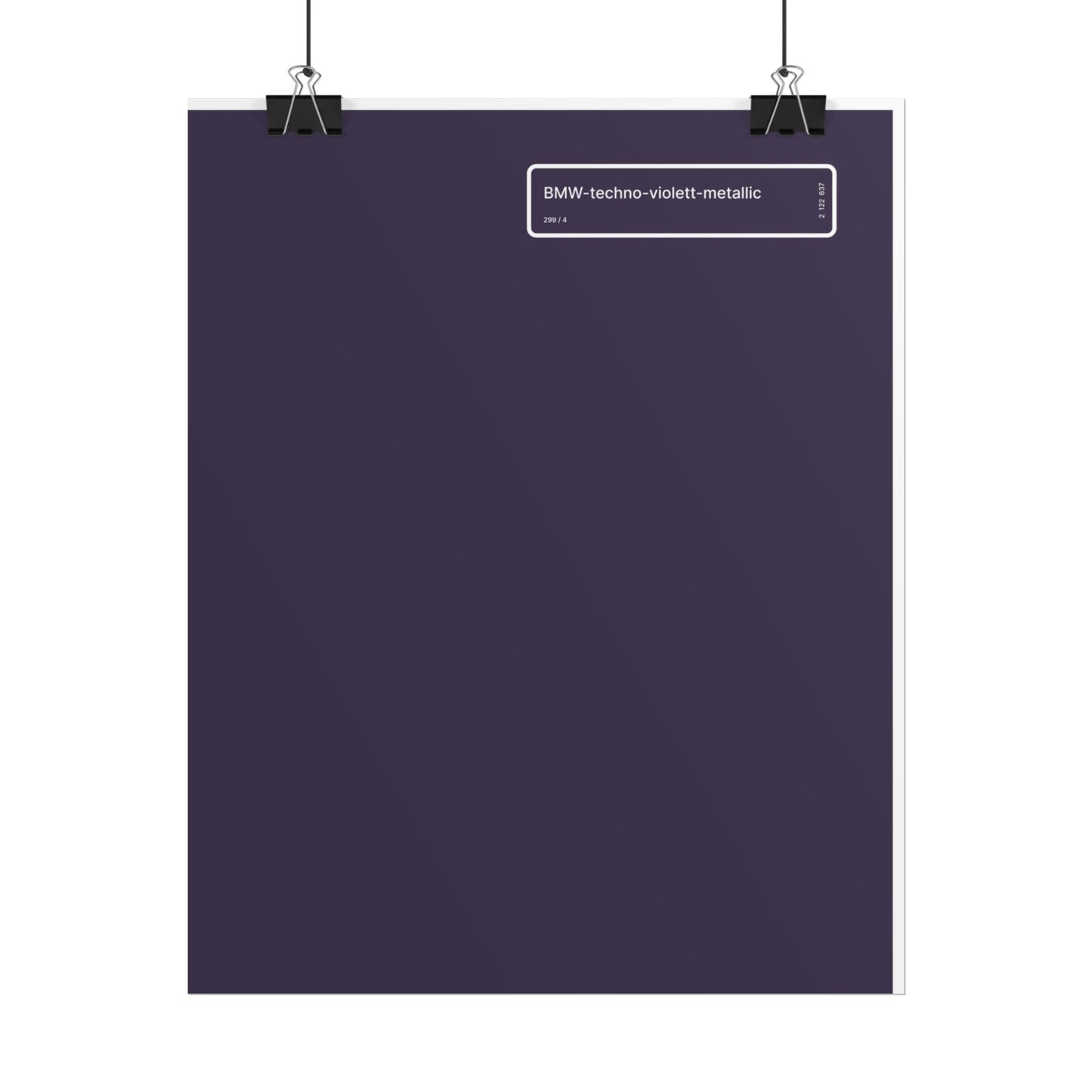 BMW Technoviolet Paint Code Poster /// BMW-techno-violett-metallic (299-4) /// Minimalist Wall Art for Car Enthusiasts