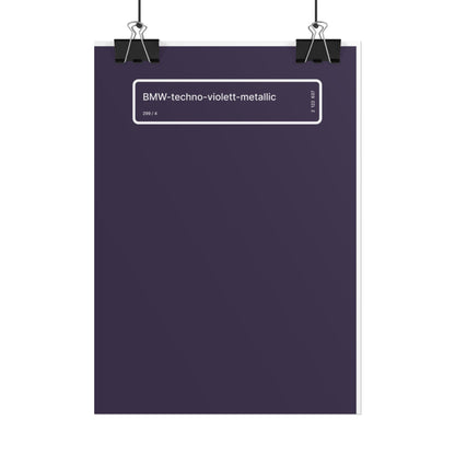 BMW Technoviolet Paint Code Poster /// BMW-techno-violett-metallic (299-4) /// Minimalist Wall Art for Car Enthusiasts